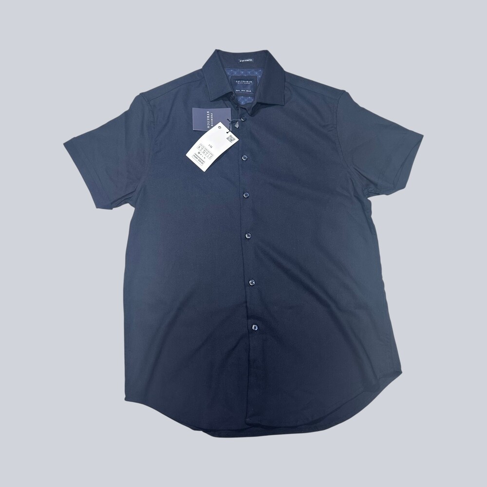 Cactus Man Ricky Singh Men’s Small Navy Short Sleeve Button Shirt NWT 8-Way Stre